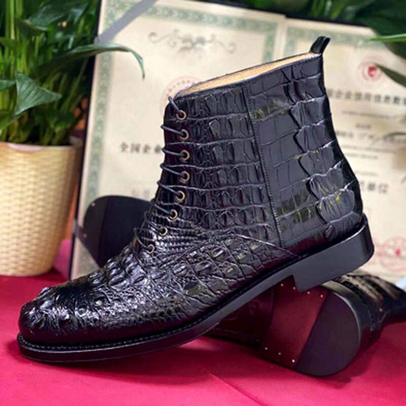 Hulangzhishi prawdziwa skóra krokodyla krokodyl mężczyźni buty czysta instrukcja krótkie buty męskie buty ze skóry krokodyla