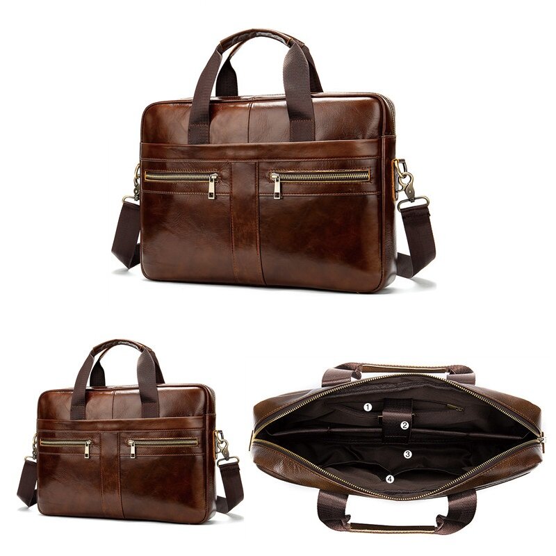 Портфель из натуральной кожи для мужчин, мессенджер, сумка для ноутбука в деловом стиле