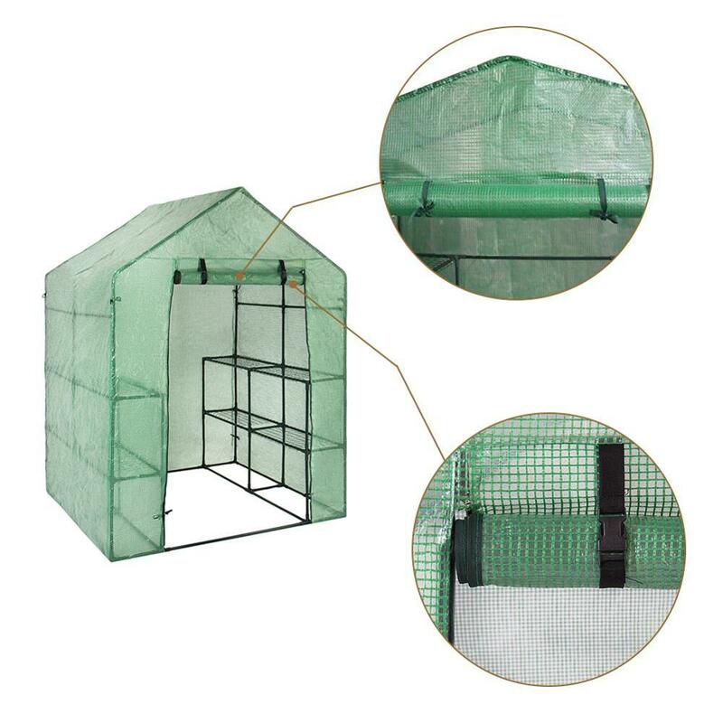 Invernadero de plantas verdes para el hogar, de dos pisos minijardín, habitación cálida de PVC, 143x73x195cm, venta al por mayor