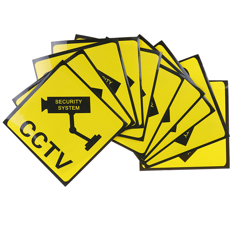 10 Buah Stiker Tanda Peringatan Kamera Keamanan Pengawasan Video CCTV