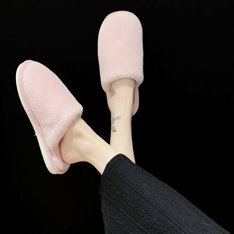 Men's and Women's New Slippers for Autumn and Winter Couples Shoes Indoor Soft Bottom Plush Cotton Drag Warm Large Size