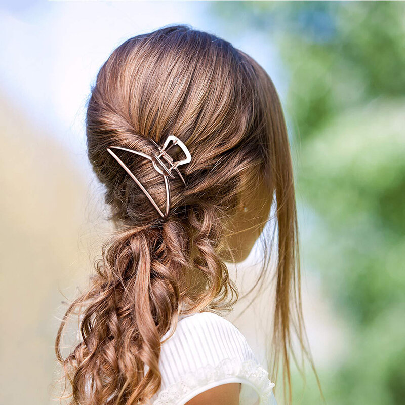 Geometria Metal Hollow Hair Claw para Mulheres e Meninas, Vintage Hairpin Headband, Crab Hair Clip, Acessórios de Moda, Novo