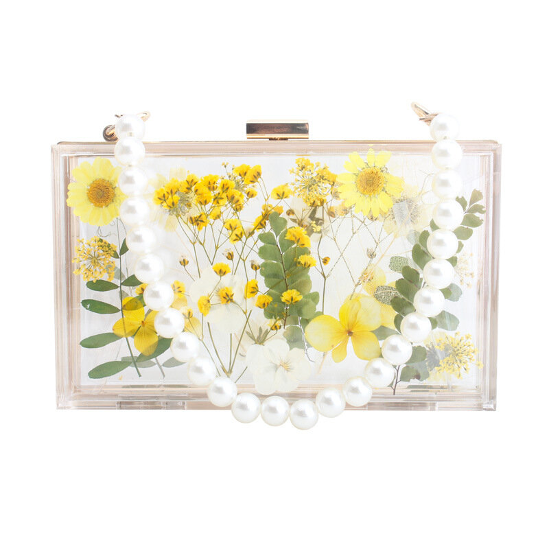 Bolso de acrílico transparente para mujer, bolsa de flores de 18x11CM, a la moda, para banquete, PARA CENA y hombro, a6137, 2020