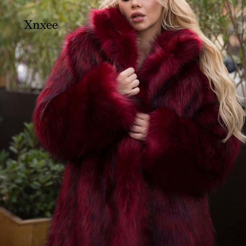 Outono e inverno moda feminina casaco de pele do falso casaco de pele longa cor sólida falso casaco de pele falsa raposa peludo casaco de roupas femininas