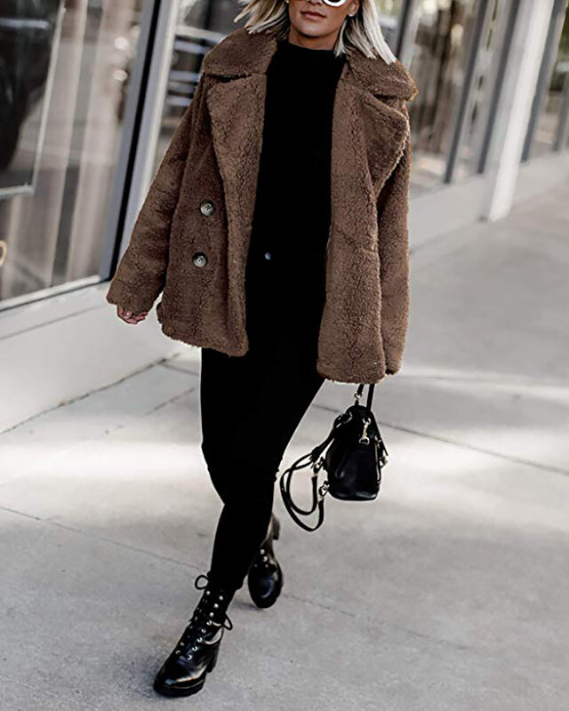 Cappotti in pelliccia sintetica da donna cappotto di orsacchiotto manica lunga giacche di pelliccia soffice giacca invernale calda da donna cappotto invernale Casual da donna oversize 2021