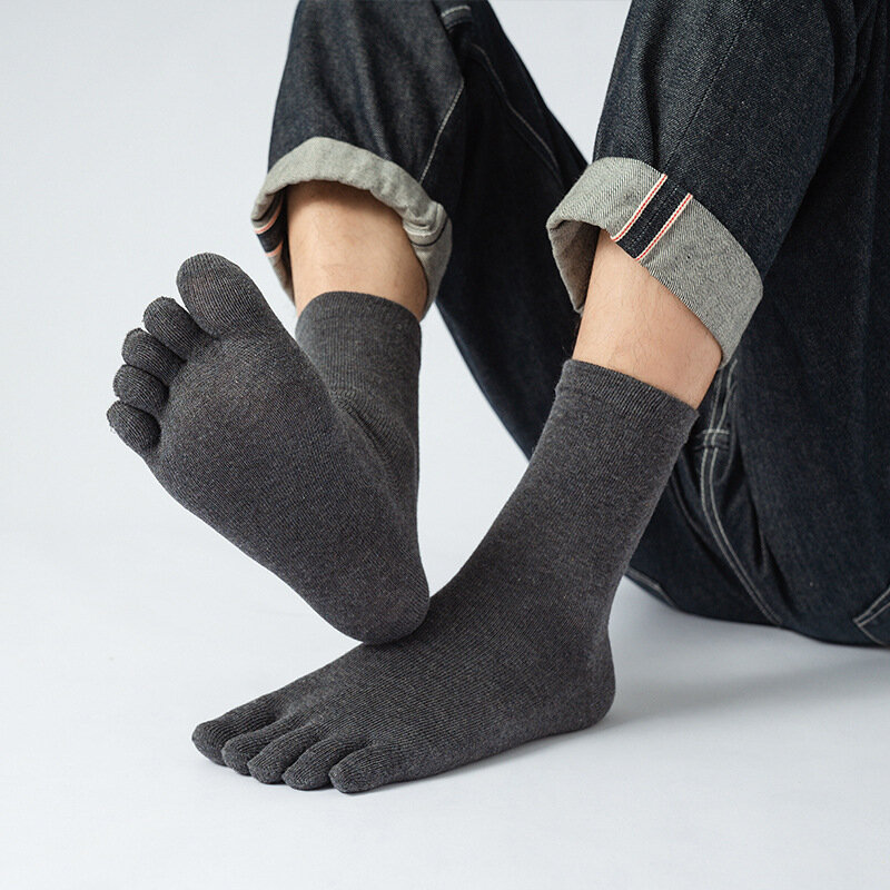 VERIDICAL-Calcetines cortos con cinco dedos para hombre, calcetín de algodón, Color caramelo, a la moda, informales, transpirables, con dedos de los pies, EU 38-44