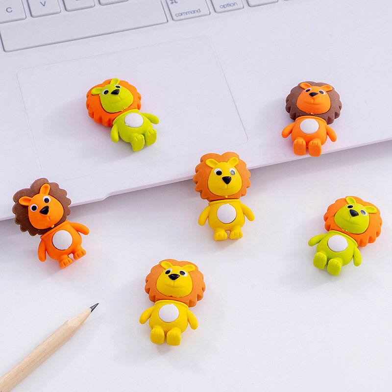 1pc śliczne lew kreatywne gumki gumki ołówek z gumką Cartoon gumki hurtownia