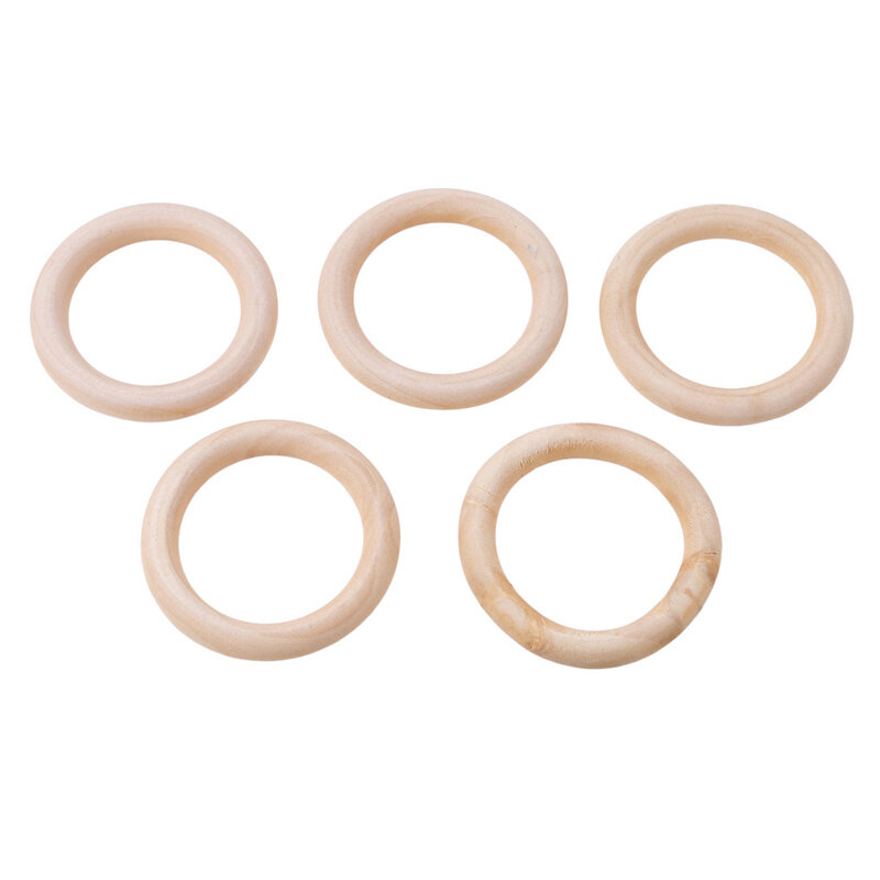 5pcs Baby Toy Wooden Teether Rings Bracelet DIY Crafts Natural New Round Connectors Circles Rings Teether Rattles Kids Baby Toys