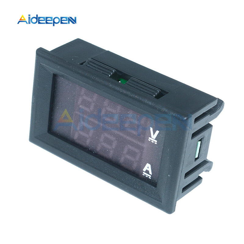 Mini voltímetro digital com tela de led, testador medidor de corrente e voltagem com painel amplificador de 0.28 polegadas e display duplo de 3 bits, dc 100v 10a 50a 100a