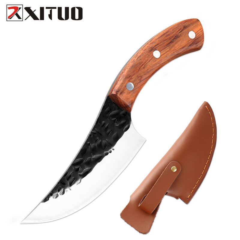 XITUO Chef Knife Utility Knives hunting knife Very sharp High-carbon steel Handmade knife Rosewood survival tactical rescue tool
