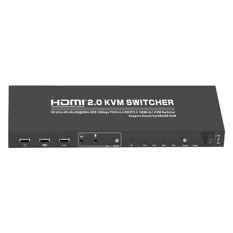 Kompatybilny z HDMI przełącznik KVM 4K 60Hz 4 PC konsola 4*1 udostępnianie klawiatura mysz drukarka wtyczka i Paly Splitter wideo dźwięk karta USB HUB
