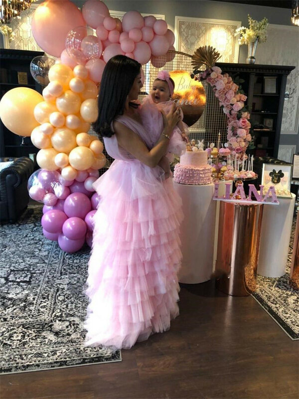 New Mother Daughter Matching Dress for Birthday Party Tiered Puffy Tulle Infant Children Pageant Gown Christmas Dress