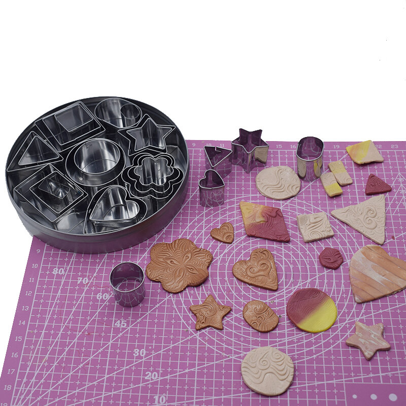 Clay Cutters for Polymer Clay Designer DIY Jewelry Supplies Tools 24pcs Basic Geometry Polymer Clay Cutter Art Hobby Tools Set