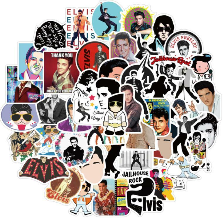 Impermeável lenda Rock Singer adesivos, Elvis Presley Graffiti, fãs loucos, skate, viagens, mala, telefone, laptop, 10 pcs, 30 pcs, 50pcs