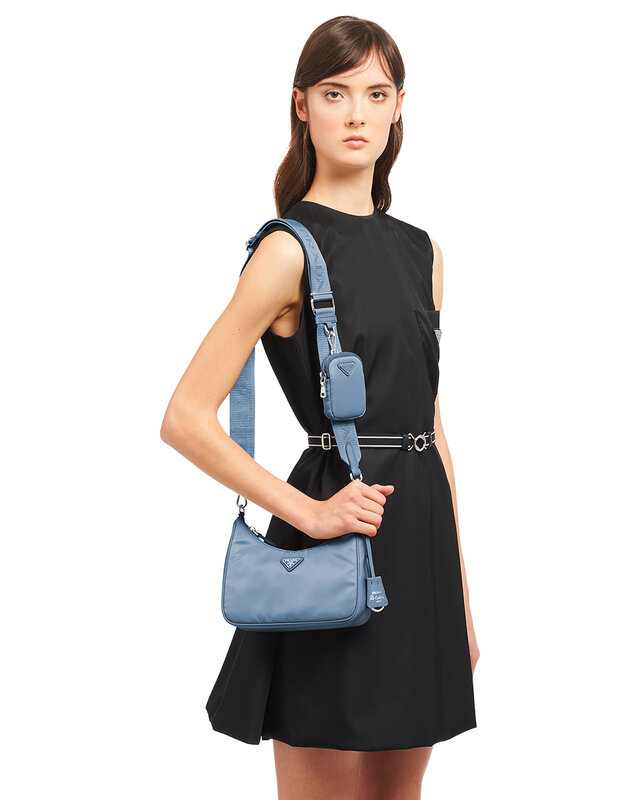 PRADA Re-Edition 2005 Nylon Shoulder Bag Adjustable Chain Strap Leather Handbag For Women 1BH204