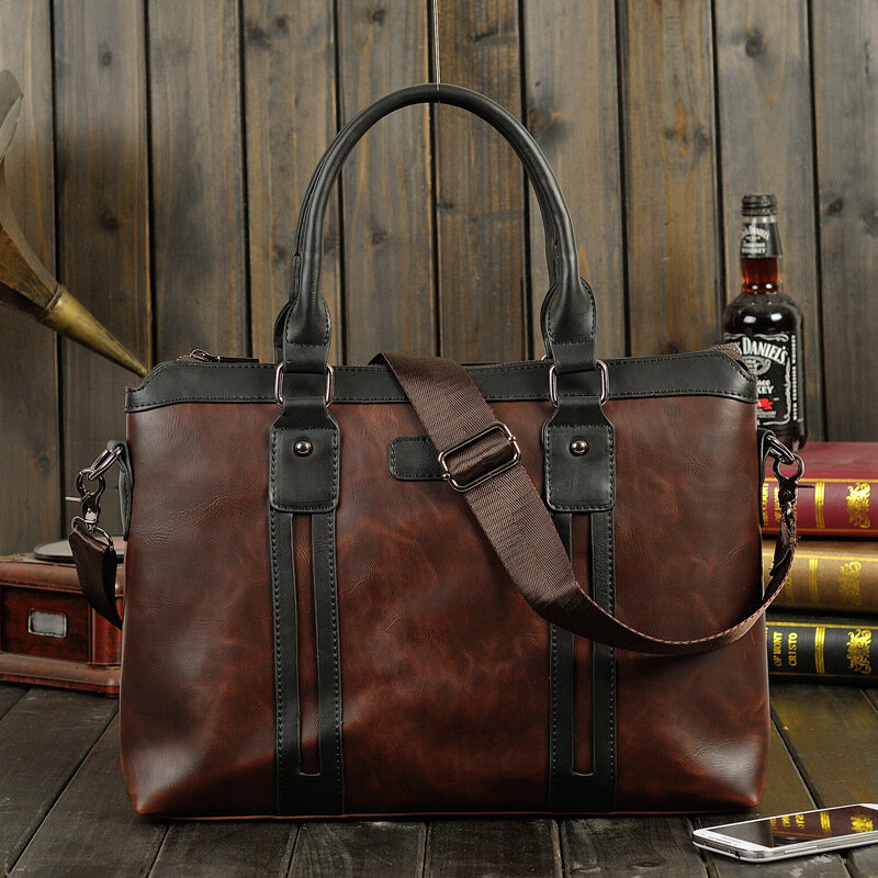 New Men's Handbag 2020 Horizontal Section Large Capacity Single Shoulder Bag Business Computer Briefcase Slanting For Office Bag