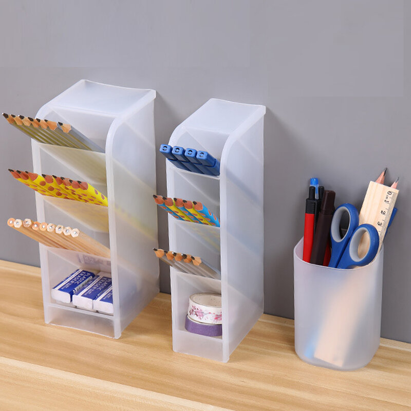 2021 New Large Capacity Desk Pen Holder Pencil Makeup Storage Box Desktop Organizer Stand Case School Office Stationery