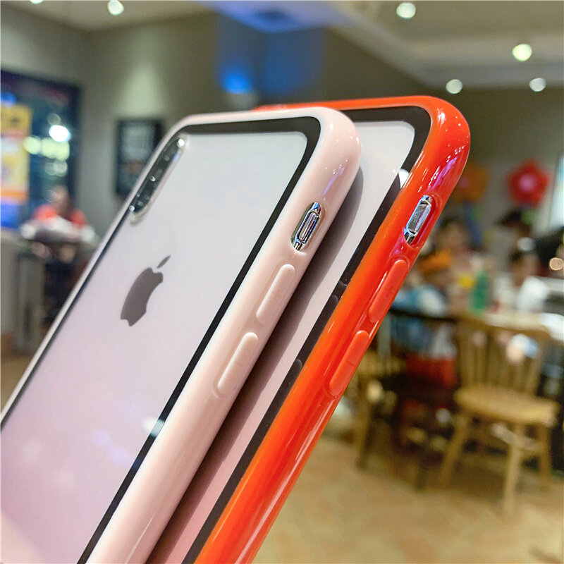 Funda de teléfono transparente de silicona degradada colorida para iPhone 7 funda X XS XR XS Max 8 7 6Plus a prueba de golpes funda transparente