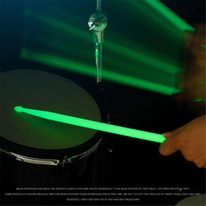 1คู่5A Luminous Drum Stick ไนลอนเรืองแสง Drumsticks Glow In The Dark Bright Light Musical Instruments