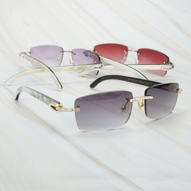Luxus Weiß Mischen Schwarz Buffalo Horn Sonnenbrille für Männer Frauen Sonnenbrille Marke Designer Carter Brillen für Angeln Rave Festival