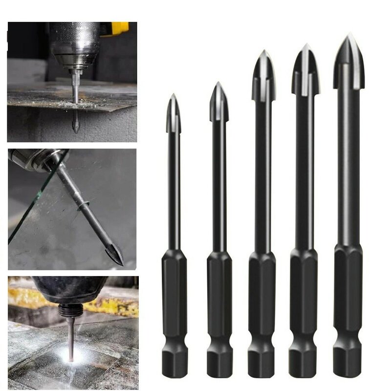 5pcs Cross Triangular Drill Bit Universal Drilling Tool 3 4 5 6 8 Mm Glass  Tile Drill Bits For Electric Hand Drill Tool Parts