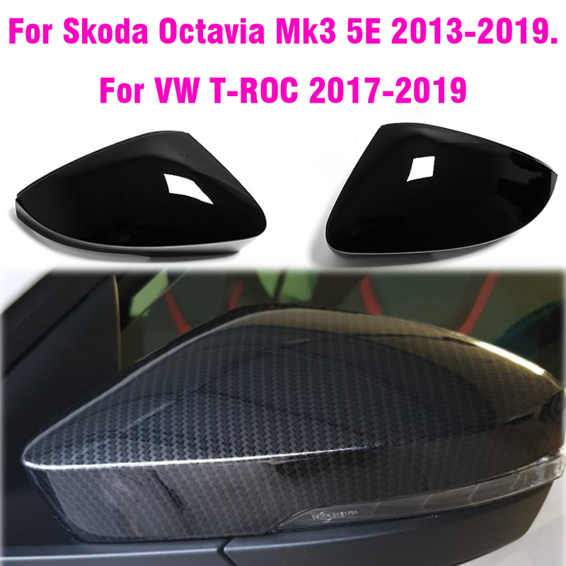 Tapas de espejo retrovisor lateral, cubierta de repuesto para Skoda Octavia Mk3 A7 5E 2014 2015 2016 2017 2018 2019 para VW T-ROC 2017-2019