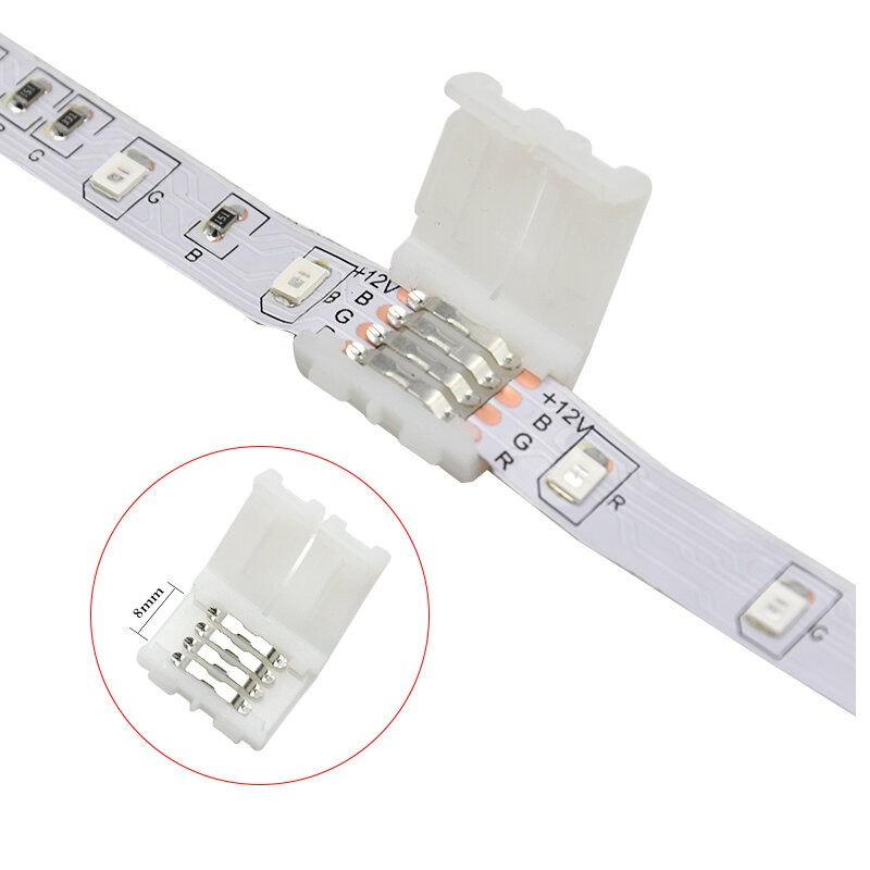 5pcs 4PIN 8mm Led Connector L Shape 8mm 4pin RGB 3528 2835 Led Strips Corner Angle Wire Connectors Install Adapter