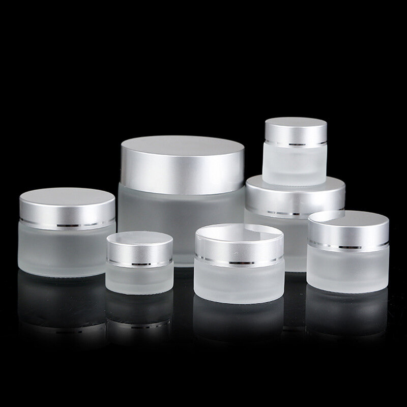 Frosted Glas Hervulbare Zalf Flessen Lege Cosmetische Jar Pot Oogschaduw Face Cream Container 5/10/15/20/30/50/100G