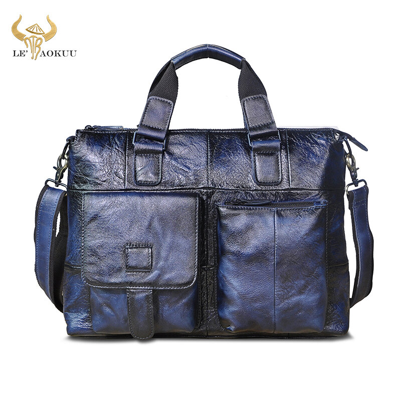 Męska oryginalna skórzana torba w stylu Retro designerska walizka biznesowa na co dzień 15 "torba podróżna na laptopa Attache torba Portfolio B260