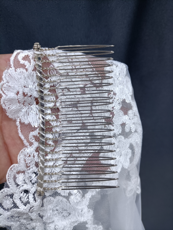 Selfie Cover koronki ślubne welon, prosty grzebień, zdejmowane, białe akcesorium ślubne z kości słoniowej
