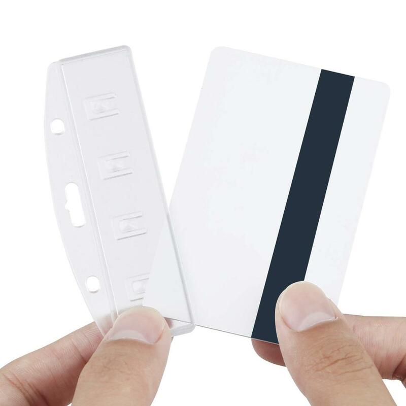 Xrhyy Pak 5 Horizontal Setengah Pemegang Lencana untuk Swipe Kartu ID Frosted Kaku Plastik Polikarbonat-Transparan