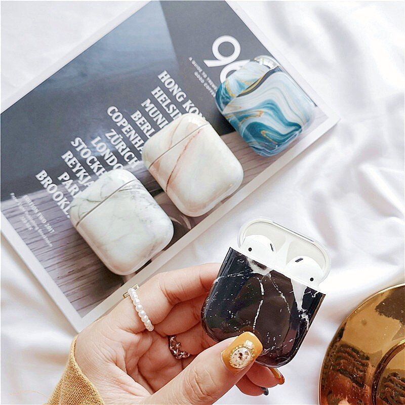 Marble Hard Earphone Case For Apple Airpods Agate Headphone Accessories for Airpods Case Wireless Charging Box Protective Cover