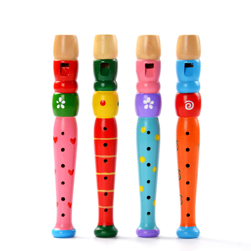Krótki dźwięk fletu dziecko instrumentów dętych drewnianych Instrument muzyczny wczesna edukacja rozwijać typ 6-otwory rejestrator drewniany flet instrumenty muzyczne