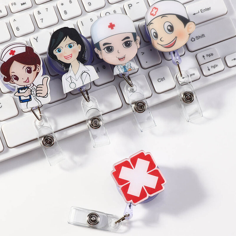 Di alta qualità 1 pz medici infermiere ufficio retrattile Pull Badge ID cordino nome Tag Card Badge Badge portachiavi clip a catena