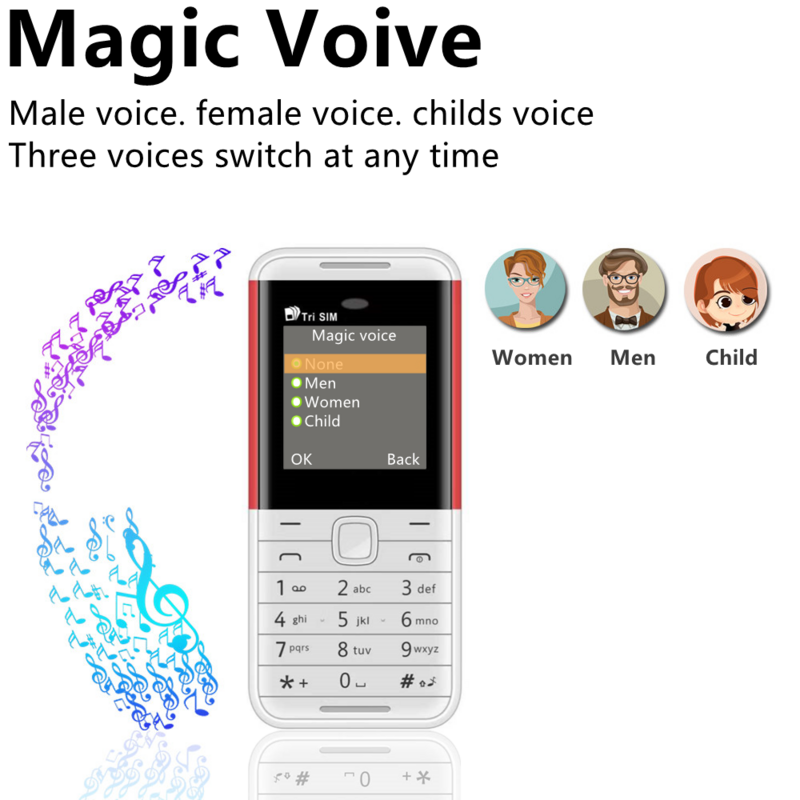 SERVO 3 Kartu SIM 3 Siaga 1.3 "Layar Kecil Ponsel Mini Perekam Panggilan Otomatis Bluetooth Panggilan Telepon Genggam Suara Ajaib