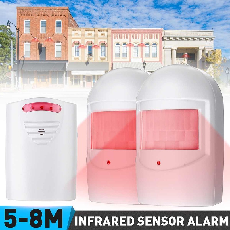 4 Sounds Adjustable Wireless Sensor Alarm Bell PIR Welcome Alarm Doorbell Mall Home Entry Motion Sensor Bell 2 Sensor+1 Receiver