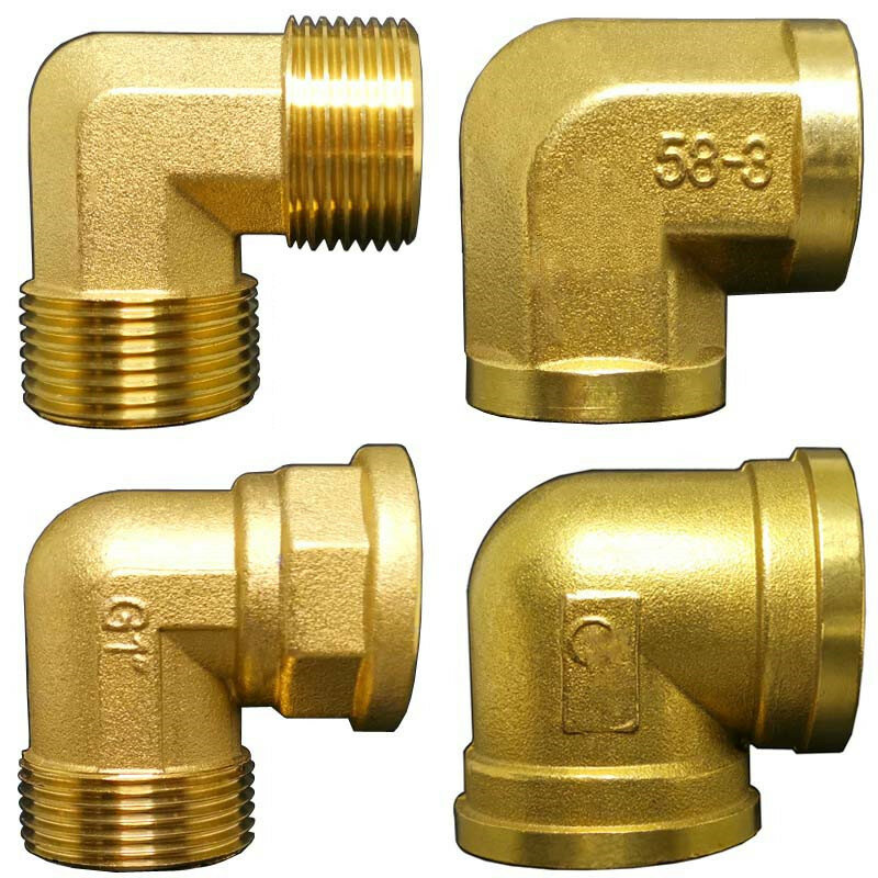 1/8" 1/4" 3/8" 1/2" 3/4" 1" Female x Male Thread 90 Deg Brass Elbow Pipe Fitting Connector Coupler For Water Fuel Copper Adapter