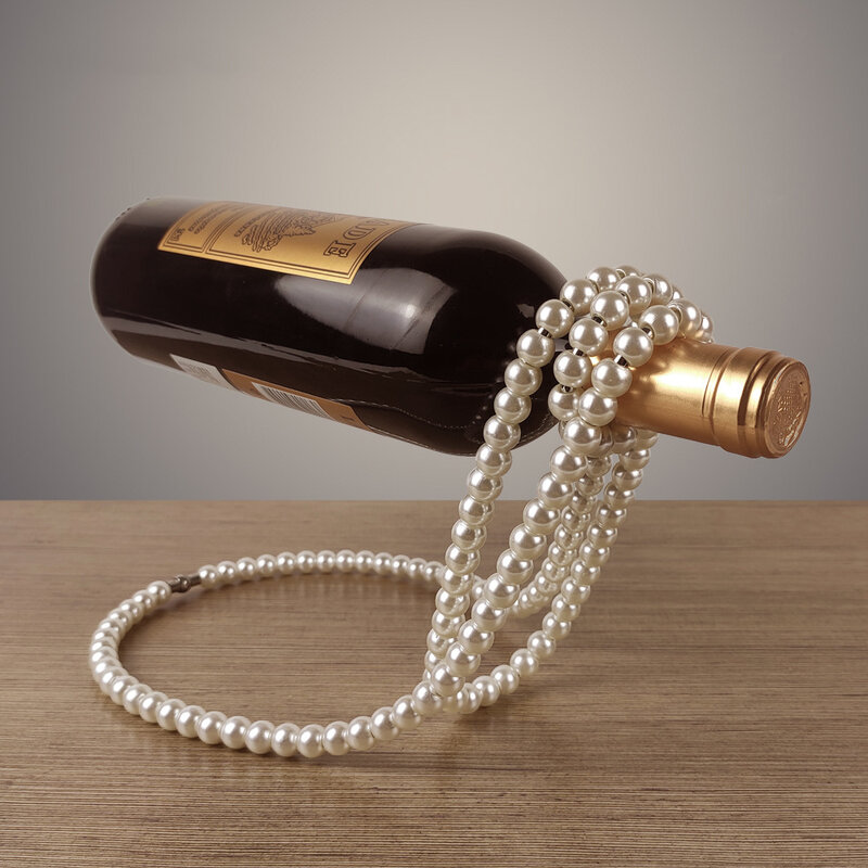 Collana di perle Creative portabottiglie portabottiglie da vino con sospensione in resina di metallo magico di lusso decorazione da tavolo per la casa