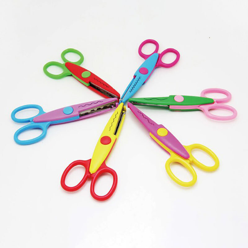 Laciness Scissors Metal And Plastic DIY Scrapbooking Photo Colors Scissors Paper Lace Diary Decoration Safety Scissors