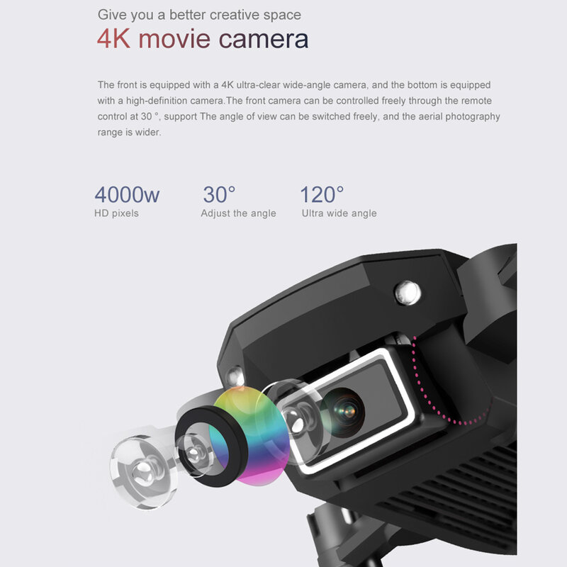 2020 새로운 미니 RC 드론 WiFi Fpv 4K HD 카메라 에어 압력 고도 유지 보수 15 분 배터리 수명 Foldable Quadcopter toys