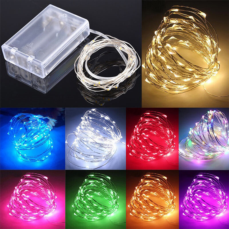 LED String Lights For Wedding Party Garden 10M 100LEDs Silver Wire String LED Fairy Lights Decorative Light With Battery Box