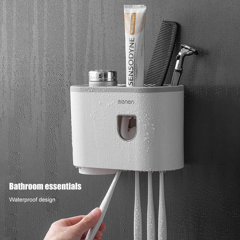 Oneup acessórios do banheiro conjuntos nova escova de dentes titular automático creme dental squeezer montagem na parede rack armazenamento do banheiro produto
