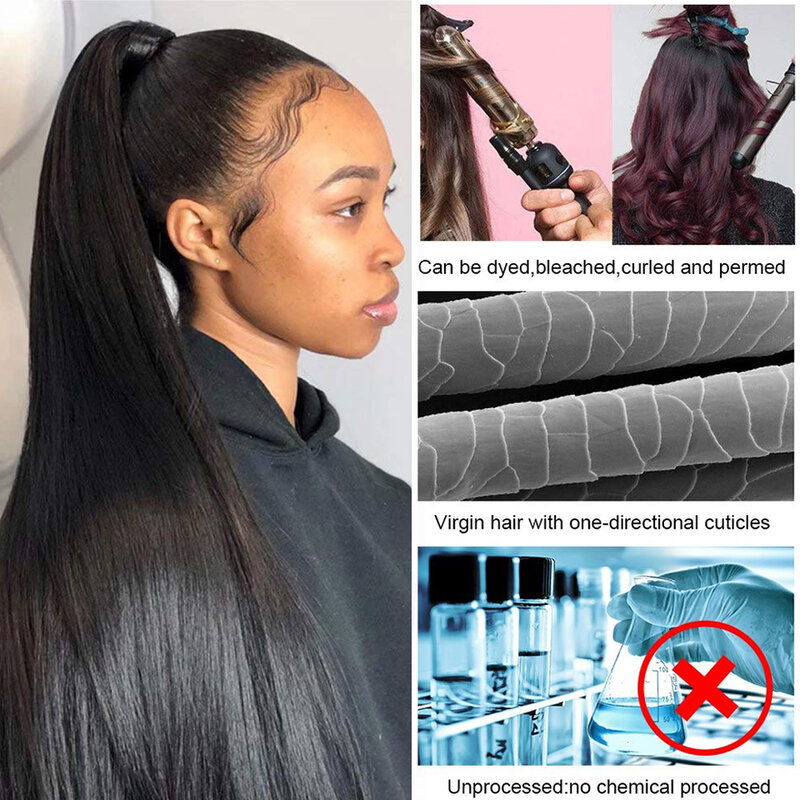 As extensões pretas naturais do Weave do cabelo humano, cabelo reto do osso, podem ser tingidas, Remy, 10 ", 28", único pacote