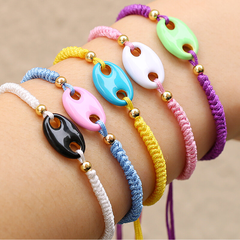 Heet Verkoop Brief Varken Neus Regenboog Armband Voor Vrouwen Fluorescerende Kleur Kwaliteit Mode Verstelbare H Kinderen Armband Gift