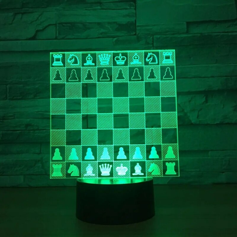 Luminária led de mesa para modelagem xadrez 3d, luz de cabeceira com 7 cores cavalo que muda de cor, decoração de quarto, presentes