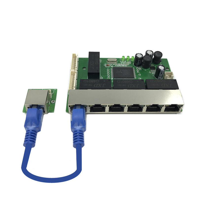 OEM PBC 8 Port Gigabit Ethernet Switch 8 Port Bertemu 8 Pin Cara Header 10/100/1000 M Hub 8way power Pin Papan Pcb OEM Sekrup Gat