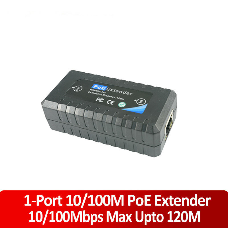 1 puerto 10/100M PoE Extender IEEE802.3af para sistemas de seguridad Ethernet cámara IP