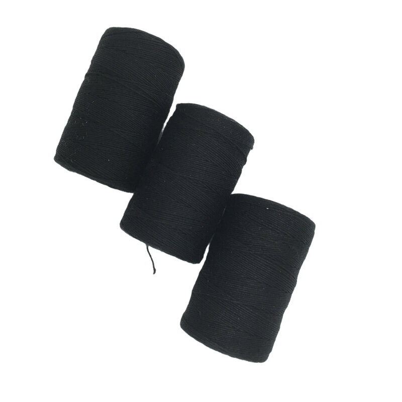 Hilo de coser de algodón para tejer cabello negro, 12 rollos de 1000 yardas, 1 caja de regalo, aguja curvada C de 6,5 cm, 12 unidades