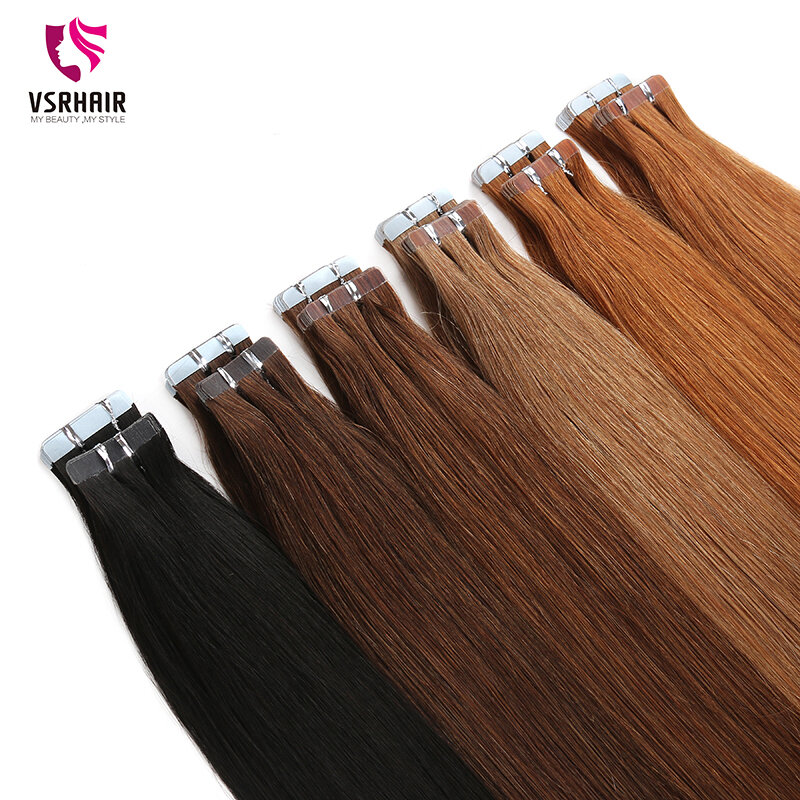 VSR Tape In Human Hair Extensions Long Last Life Strong Adhesive Double Sided US Blue Tapes Silk Straight Tape Hair Extensions
