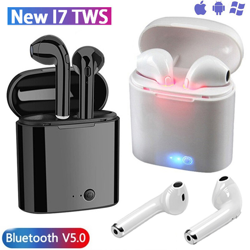 Bluetooth kopfhörer i7s TWS Mini Drahtlose Bluetooth 5,0 Kopfhörer Stereo Ohrhörer Headset Mit Lade Box Mic Für iPhone Android